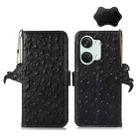 For OnePlus Nord 3 / Ace 2V Ostrich Pattern Genuine Leather RFID Phone Case(Black) - 1