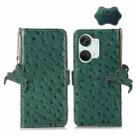 For OnePlus Nord 3 / Ace 2V Ostrich Pattern Genuine Leather RFID Phone Case(Green) - 1
