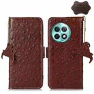 For OnePlus Ace 2 Pro Ostrich Pattern Genuine Leather RFID Phone Case(Coffee) - 1