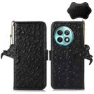 For OnePlus Ace 2 Pro Ostrich Pattern Genuine Leather RFID Phone Case(Black) - 1