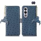 For OnePlus Nord CE4 5G / K12 5G Ostrich Pattern Genuine Leather RFID Phone Case(Blue) - 1
