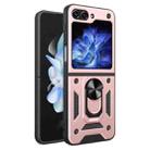 For Samsung Galaxy Z Flip5 Armor Magnetic Bracket TPU+PC Phone Case(Rose Gold) - 1