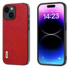 For iPhone 15 Plus ABEEL Retro Litchi Texture PU Phone Case(Red) - 1