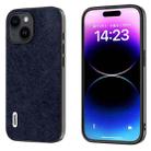 For iPhone 15 Plus ABEEL Retro Litchi Texture PU Phone Case(Blue) - 1
