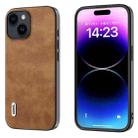 For iPhone 14 Plus ABEEL Retro Litchi Texture PU Phone Case(Brown) - 1