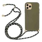 For iPhone 15 Pro Wheat Straw Material + TPU Phone Case with Lanyard(Army Green) - 1