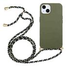 For iPhone 15 Plus Wheat Straw Material + TPU Phone Case with Lanyard(Army Green) - 1