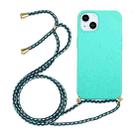 For iPhone 15 Wheat Straw Material + TPU Phone Case with Lanyard(Green) - 1