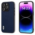 For iPhone 15 Pro ABEEL Genuine Leather Luolai Series Phone Case(Dark Blue) - 1