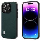 For iPhone 15 Pro ABEEL Genuine Leather Luolai Series Phone Case(Dark Green) - 1