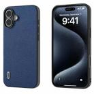 For iPhone 16 ABEEL Genuine Leather Luolai Series Phone Case(Dark Blue) - 1