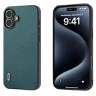 For iPhone 16 ABEEL Genuine Leather Luolai Series Phone Case(Dark Green) - 1