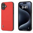 For iPhone 16 ABEEL Genuine Leather Luolai Series Phone Case(Red) - 1