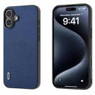 For iPhone 16 Plus ABEEL Genuine Leather Luolai Series Phone Case(Dark Blue) - 1