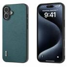 For iPhone 16 Plus ABEEL Genuine Leather Luolai Series Phone Case(Dark Green) - 1