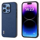 For iPhone 16 Pro Max ABEEL Genuine Leather Luolai Series Phone Case(Dark Blue) - 1