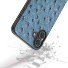 For iPhone 16 ABEEL Genuine Leather Ostrich Texture Phone Case(Blue) - 3