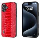 For iPhone 16 ABEEL Genuine Leather Weilai Series Phone Case(Red) - 1