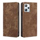 For Blackview A53 / A53 Pro RFID Anti-theft Brush Magnetic Leather Phone Case(Brown) - 1