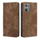 For Blackview Oscal C30 RFID Anti-theft Brush Magnetic Leather Phone Case(Brown) - 1