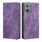 For Blackview Oscal C30 RFID Anti-theft Brush Magnetic Leather Phone Case(Purple) - 1