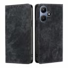 For Infinix Hot 30i 4G RFID Anti-theft Brush Magnetic Leather Phone Case(Black) - 1