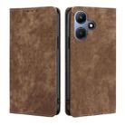 For Infinix Hot 30i 4G RFID Anti-theft Brush Magnetic Leather Phone Case(Brown) - 1