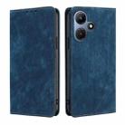 For Infinix Hot 30i 4G RFID Anti-theft Brush Magnetic Leather Phone Case(Blue) - 1