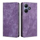 For Infinix Hot 30i 4G RFID Anti-theft Brush Magnetic Leather Phone Case(Purple) - 1