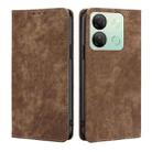 For Infinix Smart 7 HD RFID Anti-theft Brush Magnetic Leather Phone Case(Brown) - 1