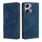 For Infinix Hot 30 Play 4G RFID Anti-theft Brush Magnetic Leather Phone Case(Blue) - 1