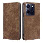 For Infinix Note 30 5G RFID Anti-theft Brush Magnetic Leather Phone Case(Brown) - 1