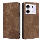 For Infinix Zero 30 5G RFID Anti-theft Brush Magnetic Leather Phone Case(Brown) - 1