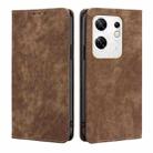 For Infinix Zero 30 4G RFID Anti-theft Brush Magnetic Leather Phone Case(Brown) - 1