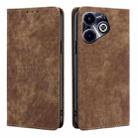 For Infinix Hot 40i RFID Anti-theft Brush Magnetic Leather Phone Case(Brown) - 1
