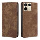 For Infinix Note 40 Pro 5G RFID Anti-theft Brush Magnetic Leather Phone Case(Brown) - 1