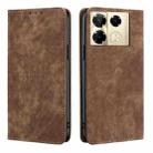 For Infinix Note 40 Pro 4G RFID Anti-theft Brush Magnetic Leather Phone Case(Brown) - 1