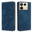 For Infinix Note 40 Pro 4G RFID Anti-theft Brush Magnetic Leather Phone Case(Blue) - 1