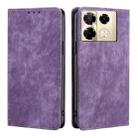 For Infinix Note 40 Pro 4G RFID Anti-theft Brush Magnetic Leather Phone Case(Purple) - 1