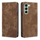 For Infinix Hot 50 4G RFID Anti-theft Brush Magnetic Leather Phone Case(Brown) - 1