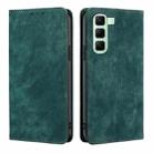 For Infinix Hot 50 4G RFID Anti-theft Brush Magnetic Leather Phone Case(Green) - 1