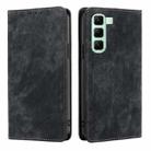 For Infinix Hot 50 5G RFID Anti-theft Brush Magnetic Leather Phone Case(Black) - 1