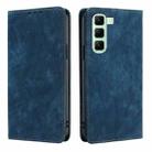 For Infinix Hot 50 5G RFID Anti-theft Brush Magnetic Leather Phone Case(Blue) - 1