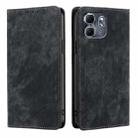 For Infinix Hot 50i RFID Anti-theft Brush Magnetic Leather Phone Case(Black) - 1