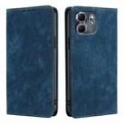 For Infinix Hot 50i RFID Anti-theft Brush Magnetic Leather Phone Case(Blue) - 1