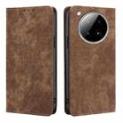 For Infinix Zero 40 4G RFID Anti-theft Brush Magnetic Leather Phone Case(Brown) - 1