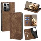 For Infinix Note 50 4G RFID Anti-theft Brush Magnetic Leather Phone Case(Brown) - 1