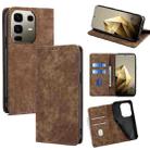 For Infinix Note 50 Pro+ 5G RFID Anti-theft Brush Magnetic Leather Phone Case(Brown) - 1