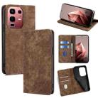For Infinix Note 50s 5G RFID Anti-theft Brush Magnetic Leather Phone Case(Brown) - 1