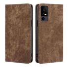 For TCL 40 XE 5G / 40X 5G T601D RFID Anti-theft Brush Magnetic Leather Phone Case(Brown) - 1